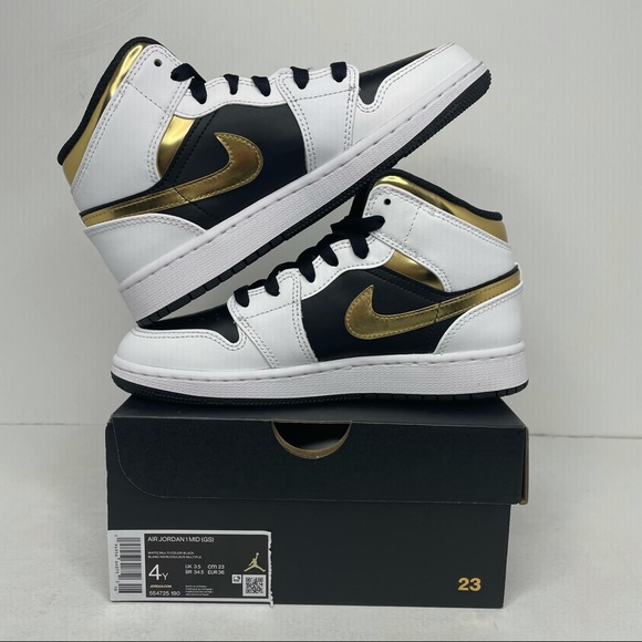 Nike Air Jordan 1 Retro Mid GS “White Gold” NEW - Picture 3 of 4